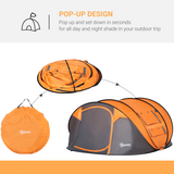 Outsunny 4-5 Person Pop-Up Dome Camping Tent with Windows & Carry Bag – Family Festival Tent, Orange
