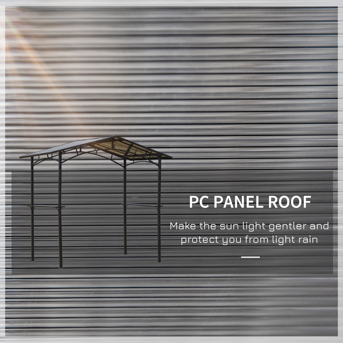 Outsunny 2.5 x 1.5m Aluminium BBQ Gazebo with Polycarbonate Roof & Side Shelves – Outdoor Cooking Shelter