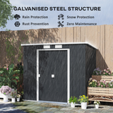 Outsunny 7x4ft Metal Garden Storage Shed with Sliding Double Door – Galvanised Steel Tool Shed, Dark Grey