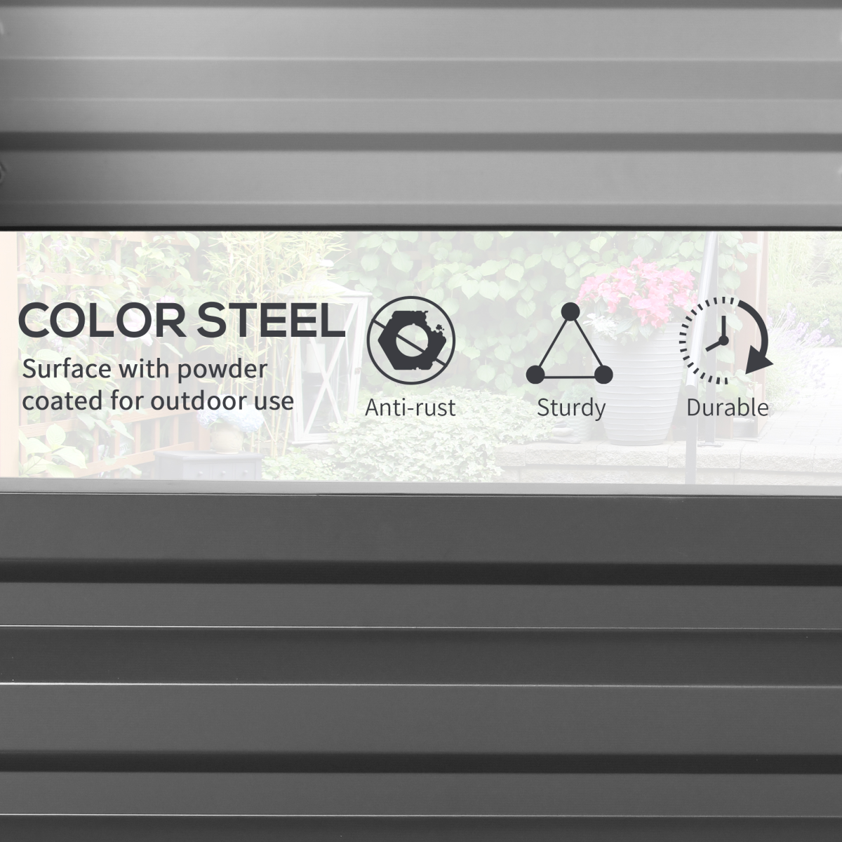 Outsunny Steel Raised Garden Bed with 30.5cm Panels – Elevated Planter Box for Flowers and Plants, Light Grey