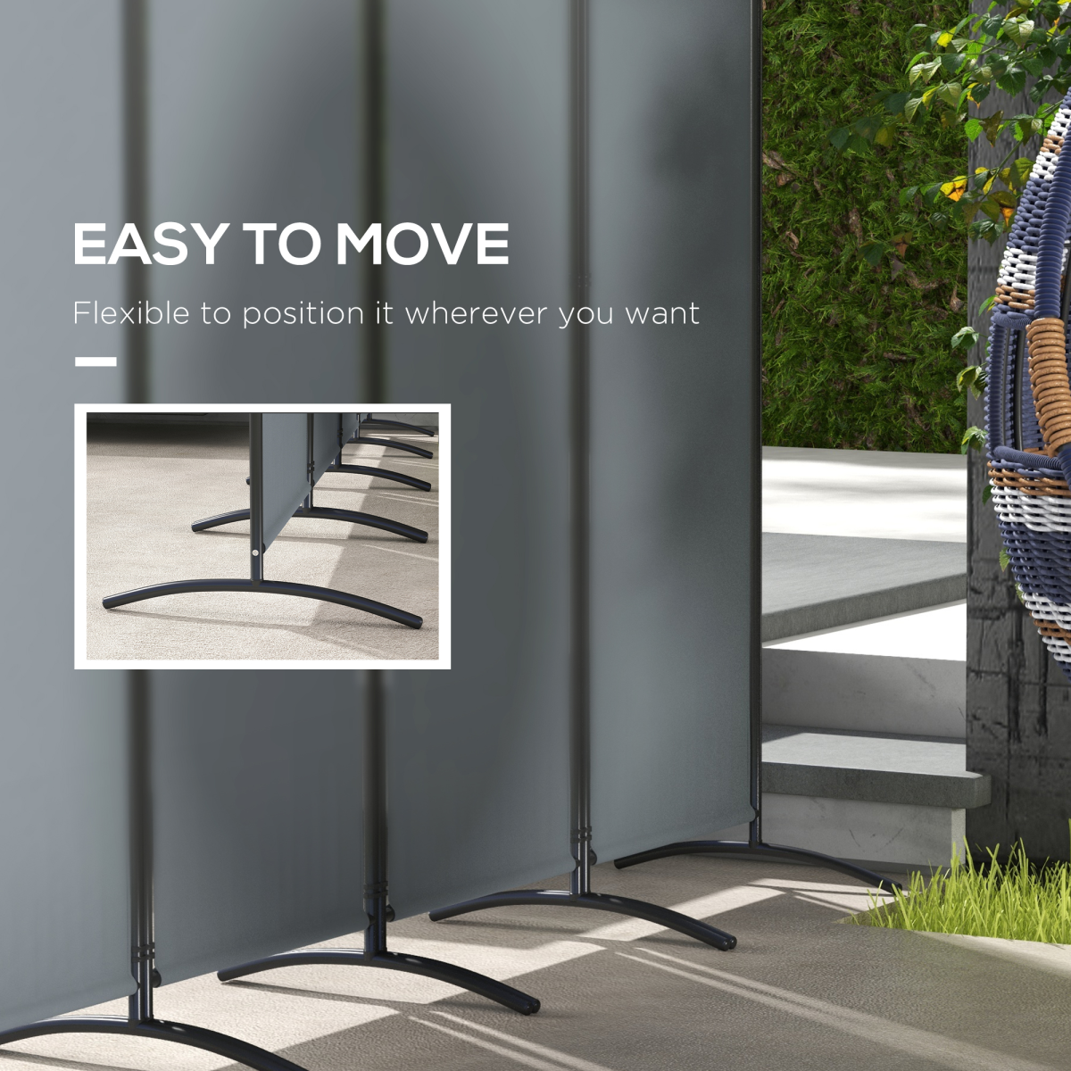 Outsunny 360° Foldable Outdoor Privacy Screen with Metal Frame – Garden and Patio Partition, Dark Grey