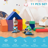 11-Piece Kids Soft Foam Puzzle Play Blocks Set – Learning Toddler Activity Toy in Mixed Shapes and Colours