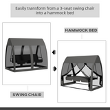 Outsunny 3-Seater Garden Swing Chair with Canopy, Mesh Sides & Insect Net – Hammock Lounger Bed, Grey