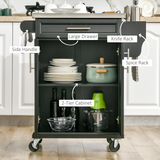 HOMCOM Rolling Kitchen Cart with Drawer, Cabinet, Towel Rail & Spice Rack – Mobile Storage Trolley, Black