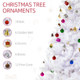 HOMCOM 5ft Artificial Snow Christmas Tree with Metal Stand and Decorations – Elegant Faux White Tree