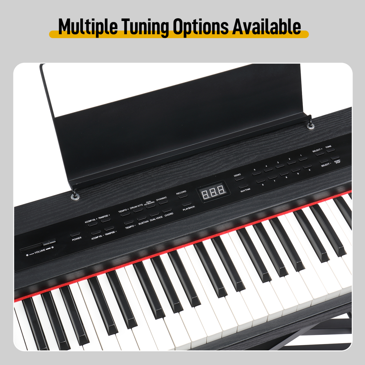 GPPD01-203 88 Key Digital Piano with Metal Stand, Bluetooth MIDI and Triple Pedals – Beginner Keyboard, Black