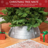 HOMCOM 66cm Christmas Tree Collar with Hollow Snowflake Patterns – Steel Tree Skirt Alternative, Silver