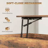 HOMCOM Industrial Lift Top Coffee Table with Hidden Storage Compartment & Open Shelf – Rustic Brown