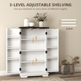 HOMCOM Farmhouse Storage Cabinet with Adjustable Shelves – Versatile Storage for Kitchen, Living Room & Hallway