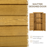 Outsunny Wooden Garden Storage Shed with 3 Shelves, Felt Roof & Lockable Double Doors – Outdoor Tool Cabinet