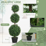 HOMCOM Set of 2 Decorative Artificial Plants Boxwood Trees in Pot, Green