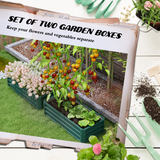 Outsunny Set of 2 Galvanised Steel Raised Garden Beds, Outdoor Planter Boxes – Open Bottom, Green
