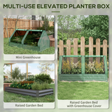 Outsunny Raised Garden Bed Planter with Mini Greenhouse Cover, Galvanised Steel Frame, Two Windows, 180 x 90cm