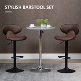 HOMCOM Set of 2 Swivel Bar Stools with Backrest & Footrest – Gas Lift, Faux Leather, Brown