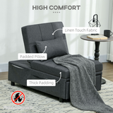 HOMCOM Folding Single Sofa Bed with Adjustable Backrest & Pillow – Sofa, Lounger and Bed in One, Grey