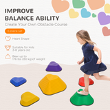 AIYAPLAY 6 Piece Kids Stepping Stones Set – Non-Slip Stackable River Stones for Balance & Coordination
