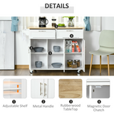 Kitchen Storage Cabinet with 2 Drawers, 3 Cupboards and Side Towel Rack – Flat Worktop Sideboard