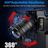 5-Mode LED Headlamp with Motion Sensor, USB-C Rechargeable & Zoom – Camping, Hiking & Outdoor Headlight, Black