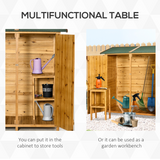 Outsunny Garden Storage Shed Tool Organiser with Removable Table and Lockable Door – 140 x 75 x 157 cm