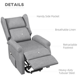 HOMCOM Power Lift Fabric Recliner Armchair with Remote Control – Electric Riser Chair, Grey