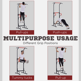 HOMCOM Power Tower with Adjustable Height, Pull Up Bar & Dip Station – Free Standing Steel Workout Station