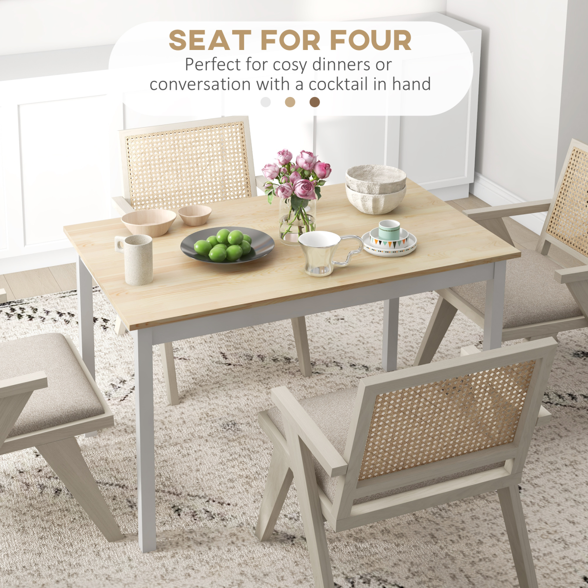 HOMCOM Farmhouse Kitchen Dining Table with Sturdy Wood Frame – Spacious Family Table