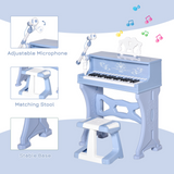 HOMCOM Kids 37-Key Keyboard Piano with Microphone & Stool – Educational Musical Toy
