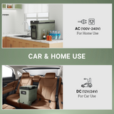 Outsunny 45L Camping Fridge Freezer with Dual Zones, DC & AC Power and LED Panel – Car Fridge, Green