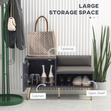 Hallway Shoe Bench with Enclosed Storage Cabinet & Padded Seat Cushion – Entryway Seating, Grey