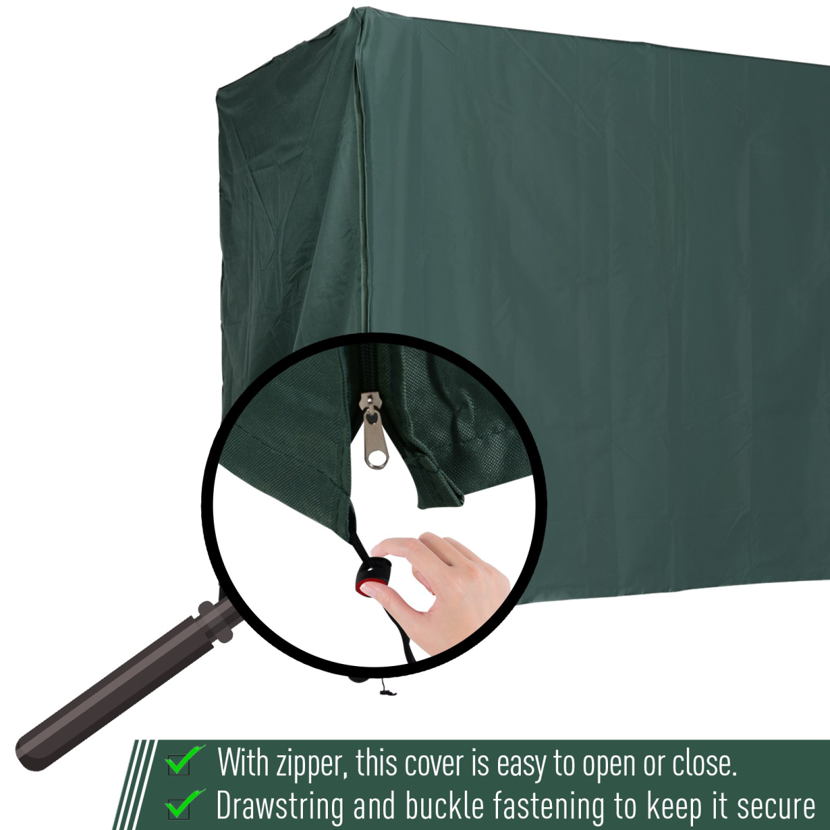 Outsunny 600D Oxford Waterproof Swing Chair Cover with Drawstring & Zip – Garden Weather Protection, Green