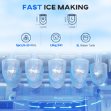HOMCOM 2-in-1 Ice Maker & Water Dispenser, No Plumbing Required – Countertop Kitchen Appliance, Silver
