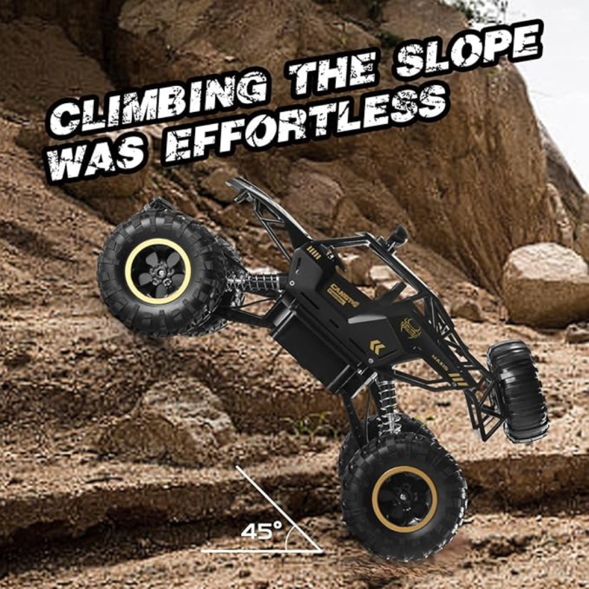 4DRC 1:12 Rock Crawler RC Off-Road Truck, 4WD with Metal Shell, LED Headlights & 2 Rechargeable Batteries