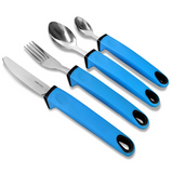 Easy Grip Adaptive Cutlery Set with Rubber Handles – Spoon, Fork, Knife & Teaspoon, Stainless Steel