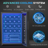 HOMCOM Freestanding 20 Bottle Wine Cooler Fridge with Glass Door & LED Light – Wine Storage