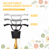HOMCOM Kids Kick Scooter with Dual Brakes, Basket & Cup Holder – Adjustable Big Wheel Scooter for 5-12 Years