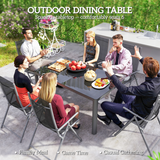 Outsunny Outdoor Dining Table for 6 with Tempered Glass Top & Powder-Coated Aluminium Frame – Patio Furniture, Grey