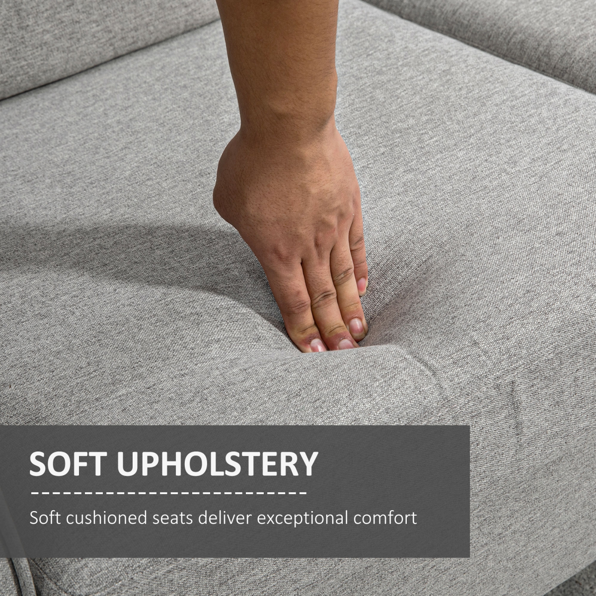 HOMCOM Linen 2 Seater Loveseat Sofa with Padded Armrests – Compact Sofa for Flats & Small Rooms, Light Grey