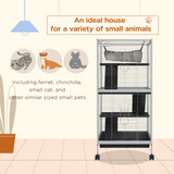 PawHut Rolling Small Animal Cage with Ramps & Platforms – Chinchilla and Ferret Cage with Hammock, Light Grey