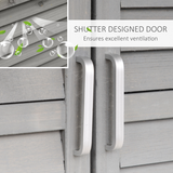 Outsunny Solid Fir Wood 2-Door Garden Storage Unit, 87 x 46.5 x 96.5cm – Outdoor Tool Cabinet, Grey