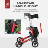 HOMCOM Folding Aluminium Rollator Walker with Seat & Storage Bag – Height Adjustable Mobility Aid