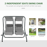 Outsunny Canopy Double Garden Swing with 2 Separate Chairs & Steel Frame – Patio Swing Seat, Grey