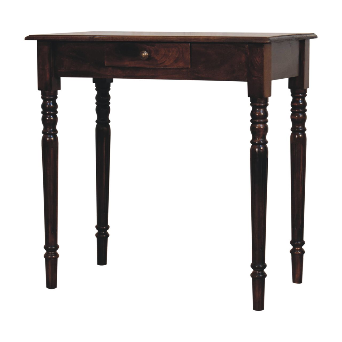 Artisan Furniture Solid Wood California Walnut Writing Desk with 1 Drawer – Vintage French Style, Dark Brown