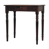 Artisan Furniture Solid Wood California Walnut Writing Desk with 1 Drawer – Vintage French Style, Dark Brown