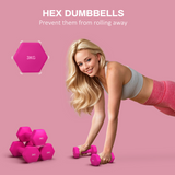 SPORTNOW Hexagonal Dumbbell Pair, 2 x 3kg – Non-Slip Grip Home Gym Hand Weights, Pink