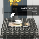 Outsunny Foldable Outdoor Coffee Table with Steel Frame and PE Rattan Top – Garden Side Table, Mixed Grey