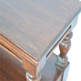 Artisan Furniture Solid Wood Turned Leg Console Table with Drawer & Shelves – Living Room Accent, Brown