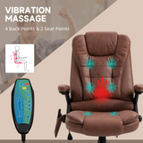 Executive Reclining Office Chair with Heated Massage, Padded Headrest & Swivel – Height Adjustable, Brown