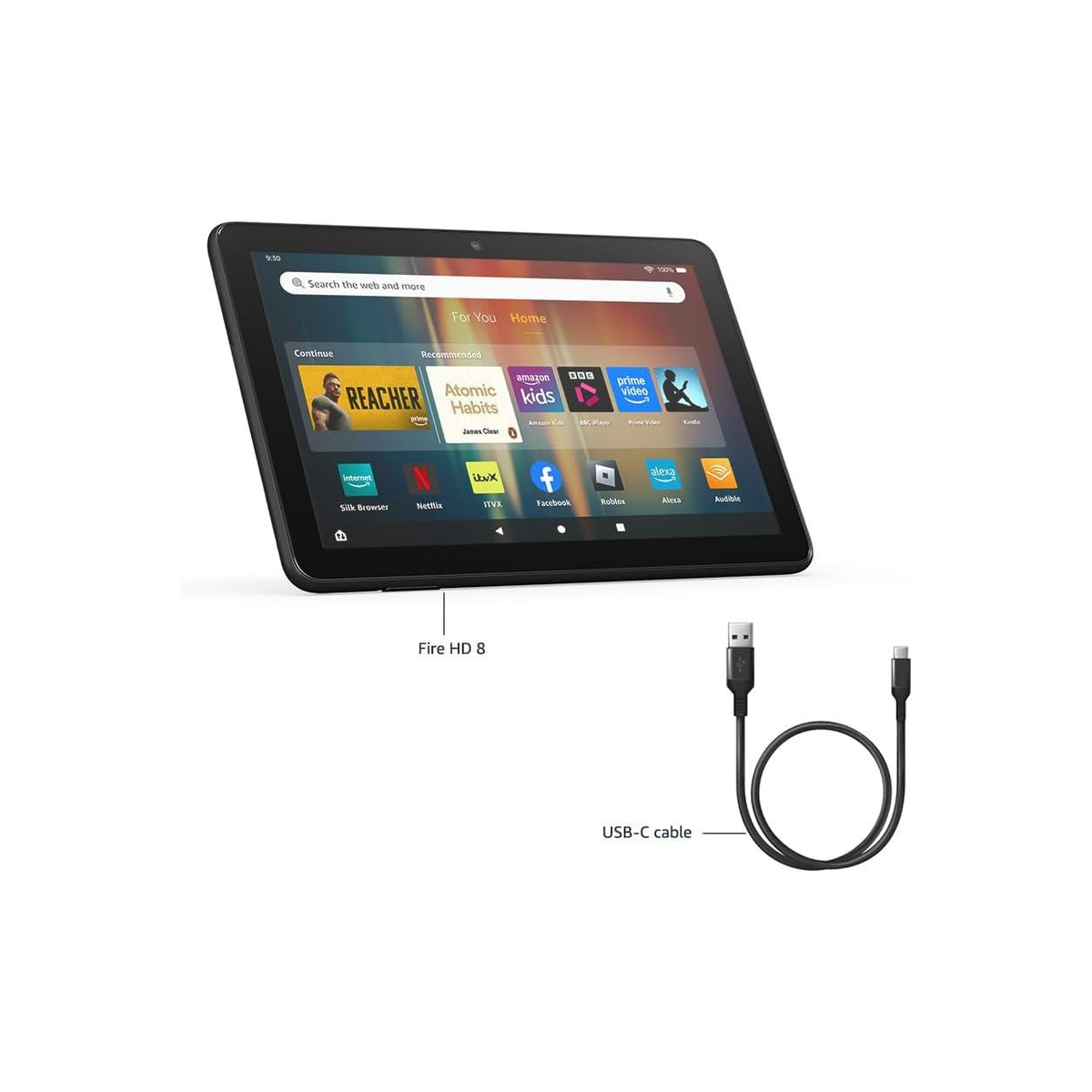 Amazon Fire HD 8 Tablet, 8" HD Display, 3GB RAM, 32GB Storage – Lightweight Entertainment Tablet, Emerald (2024)