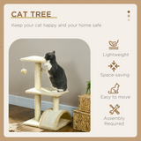 PawHut 72cm Cat Tree Climbing Tower with Sisal Scratching Post and Arc Scratching Pad, Cream White