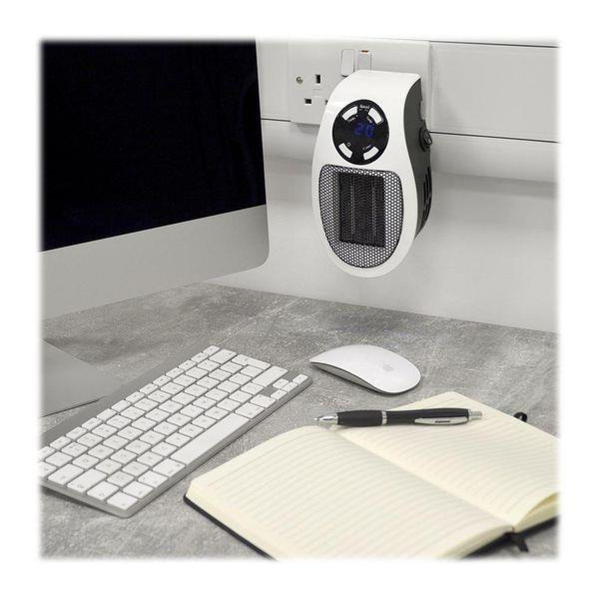 Lloytron Staywarm 500W Plug-In Ceramic Fan Heater with LED Display & Timer – Overheat Protection, White